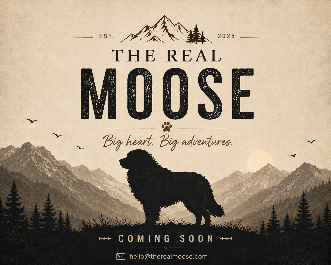 The Real Moose. Est. 2025. Big heart. Big adventures. Coming soon.